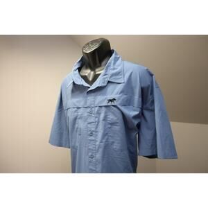 Back Down South Vented Fishing Shirt Blue Short Sleeve Camping Mens Size 3XL